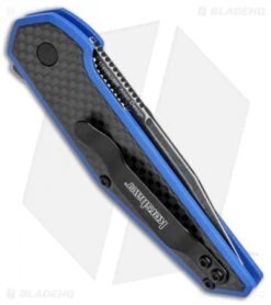 Kershaw Anso Fraxion Liner Lock Knife CF/Blue G-10 (2.75" Black SW) 1160BLUBW -Kershaw Kershaw Anso Fraxion LL CF Blue G 10 Black SW 1160BLUBW BHQ 79685 jr side