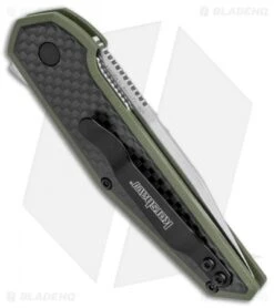 Kershaw Anso Fraxion Liner Lock Knife CF/OD Green G-10 (2.75" Satin) 1160OL -Kershaw Kershaw Anso Fraxion LL CF Green G 10 1160OL BHQ 79686 jr side