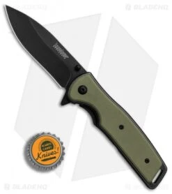 Kershaw Bevy Assisted Opening Knife OD Green G-10 (3.5" Blackwash) -Kershaw Kershaw Bevy OD Green G10 Blackwash BHQ 83240 er bottlecap