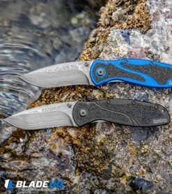Kershaw Blur Assisted Opening Knife Blue Aluminum (3.375" Damascus) 1670NBDAM 9 Kershaw Blur Assisted Opening Knife Blue Aluminum (3.375" Damascus) 1670NBDAM -Kershaw Kershaw Blur Assisted Opening Knife Blue Aluminum Damascus 1670NBDAM BHQ 107880 kp water web