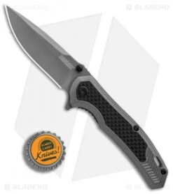Kershaw Fringe A/O Frame Lock Knife Gray SS/Carbon Fiber (3" Gray) 8310 -Kershaw Kershaw Fringe AO Gray SS Carbon Fiber Gray BHQ 80593 er bottlecap