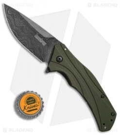 Kershaw Knockout Assisted Opening Knife OD Green (3.25" Damascus) 1870OLDAM -Kershaw Kershaw Knockout AO damascus BHQ 74791 er bottlecap