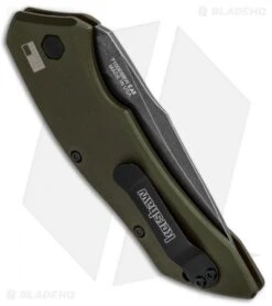 Kershaw Launch 1 Automatic Knife Olive Green Aluminum (3.4" BlackWash) 7100OLBW -Kershaw Kershaw Launch 1 Automatic Olive Green Aluminum BlackWash 7100OLBW BHQ 91250 jr side