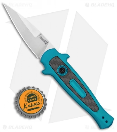 Kershaw Launch 12 Mini Stiletto Automatic Knife Teal (2.5" Stonewash) 4 Kershaw Launch 12 Mini Stiletto Automatic Knife Teal (2.5" Stonewash) - Image 4