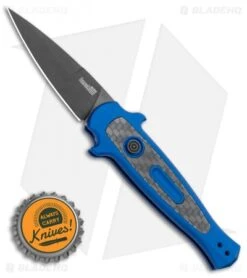 Kershaw Launch 12 Mini Stiletto Automatic Knife Blue/CF (2.5" Black) 7125BLUBLK -Kershaw Kershaw Launch 12 Mini Stiletto Automatic Knife Blue 2.5 Black 7125BLUBLK BHQ 117960 LS Spine