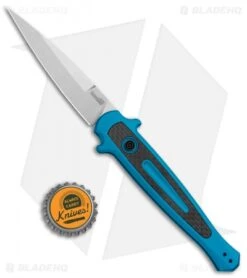 Kershaw Launch 8 Stiletto Automatic Knife Teal/CF (3.5" Stonewash) -Kershaw Kershaw Launch 8 Stiletto Auto Teal CF SW KER7150TEALSW BHQ 105834 jr bottlecap