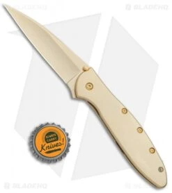 Kershaw Leek Assisted Opening Knife 24K Gold Plated (3" Gold) 1660G -Kershaw Kershaw Leek 24K Gold Plated Gold KS1660G BHQ 76611 jr bottlecap
