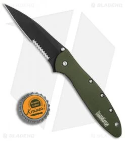 Kershaw Leek Assisted Opening Knife OD Green (3" Black Serr) 1660OLBLKST 10 Kershaw Leek Assisted Opening Knife OD Green (3" Black Serr) 1660OLBLKST -Kershaw Kershaw Leek OD Green black serr BHQ 77342 er bottlecap 2