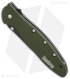 Kershaw Leek Assisted Opening Knife OD Green (3" Black Serr) 1660OLBLKST 9 Kershaw Leek Assisted Opening Knife OD Green (3" Black Serr) 1660OLBLKST -Kershaw Kershaw Leek OD Green black serr BHQ 77342 er spine 2