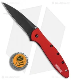 Kershaw Leek Assisted Opening Knife Red (3" Black) 1660RDBLK -Kershaw Kershaw Leek Red black BHQ 77344 er bottlecap