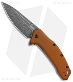 Kershaw Link Drop Point Knife Flat Dark Earth Aluminum (3.25" BlackWash)