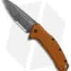 Kershaw Link Drop Point Knife Flat Dark Earth Aluminum (3.25" BlackWash Serr)