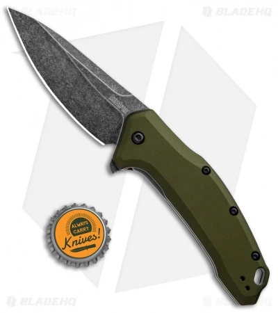 Kershaw Link Drop Point Knife OD Green Aluminum (3.25" BlackWash) 4 Kershaw Link Drop Point Knife OD Green Aluminum (3.25" BlackWash) - Image 4
