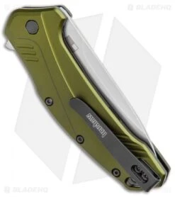 Kershaw Link 20CV Drop Point Knife Olive Al (3.25" Stonewash) 1776OLSW -Kershaw Kershaw Link DP Olive Aluminum SW 1776OLSW BHQ 105987 jr side 2