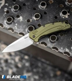 Kershaw Link 20CV Drop Point Knife Olive Al (3.25" Stonewash) 1776OLSW -Kershaw Kershaw Link Drop Point Knife Olive Aluminum Stonewash 20CV 1776OLSW BHQ 105987 kp step web
