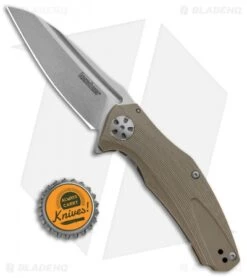 Kershaw Natrix Sub-Frame Lock Knife Tan G-10 (3.25" Stonewash) 7007TAN -Kershaw Kershaw Natrix Sub FL Tan G 10 SW KS7007TAN BHQ 88101 jr bottlecap
