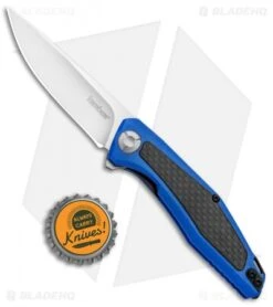 Kershaw Sinkevich Atmos Liner Lock Knife Blue G-10/Carbon Fiber (3" Satin) -Kershaw Kershaw Sinkevich Atomost LL Blue G 10 CF Satin KS4037BLU BHQ 90130 jr bottlecap