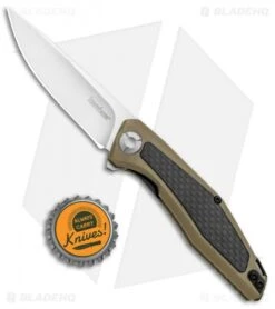 Kershaw Sinkevich Atmos Liner Lock Knife Tan G-10/Carbon Fiber (3" Satin) -Kershaw Kershaw Sinkevich Atomost LL Tan G 10 CF Satin KS4037TAN BHQ 90132 jr bottlecap