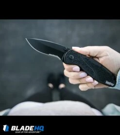 Kershaw Blur Assisted Opening Knife Black (3.375" Black Serr) 1670BLKST -Kershaw kershaw blur black serr 1670BLKST hand dl