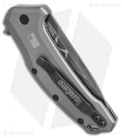 Kershaw Link Drop Point Knife Gray Aluminum (3.25" Damascus) KS1776GRYDAM 5 Kershaw Link Drop Point Knife Gray Aluminum (3.25" Damascus) KS1776GRYDAM -Kershaw kershaw link dp gray damascus KS1776GRYDAM BHQ 49209 jr side